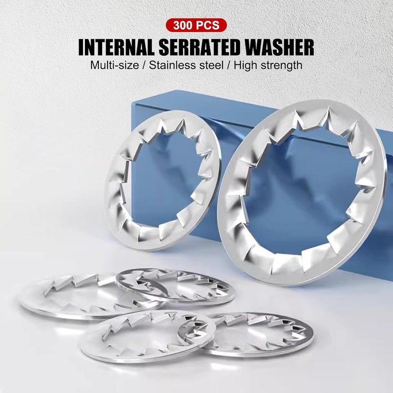 Mavaol Store Stainless Steel Washer Set, M3 M10, Serrated Internal Design, Anti Slip Vibration Resistant, Rusts Resistant, Sturdy Fasteners for Home and Industrial Use - Image 2